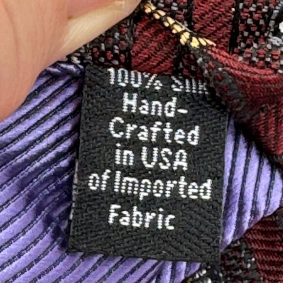 J.Z. Gallery Collection Luxury 100% Silk Ties Bundle Blue & Burgundy Geometric D - Picture 6 of 7